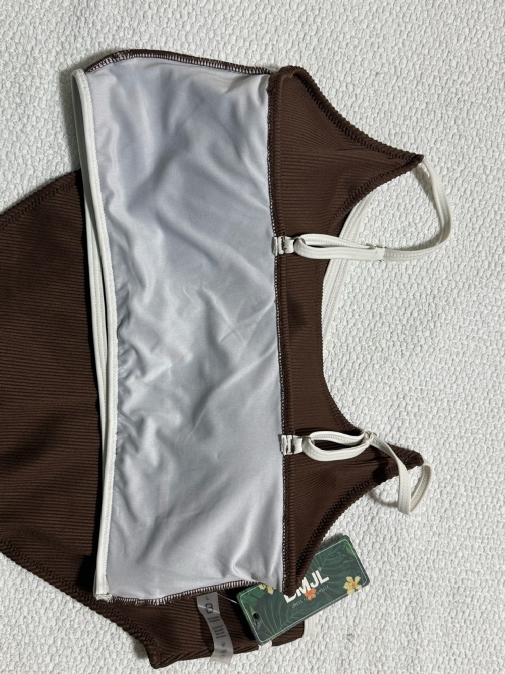 BMJL Ribbed Two-Piece High-Waisted Bikini Set in brown Size L - Picture 6 of 11